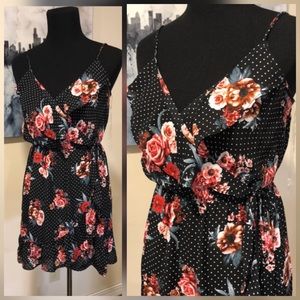 Floral Wrap Dress Polka Dots Floral Stretchy Medium